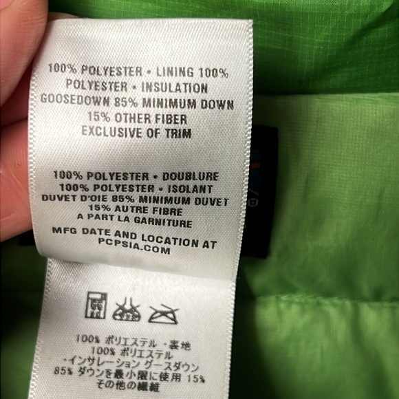 Patagonia Womens Jacket Med Lime Green Puffer Goose Down Insulated Lined Winter - Picture 6 of 14